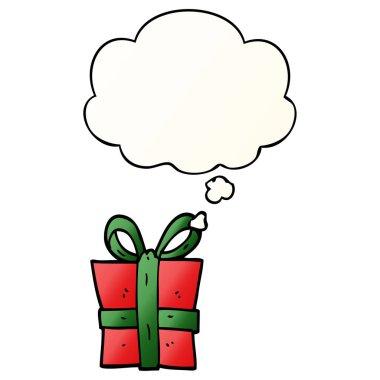 çizgi film hediye ve pürüzsüz degrade tarzında düşünce balonu