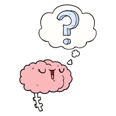 karikatür meraklı beyin ve düşünce balonu