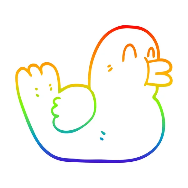 Regenboog gradiënt lijntekening cartoon Happy Duck — Stockvector