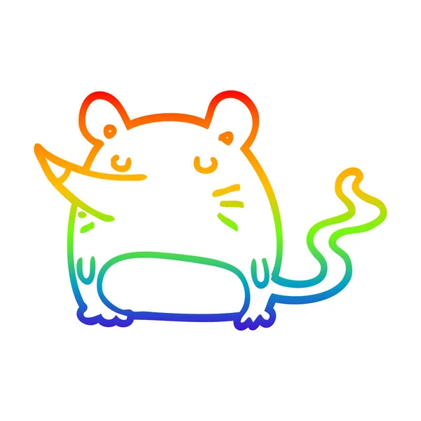 Rainbow Gradient Line Zeichnung Cartoon-Maus — Stockvektor
