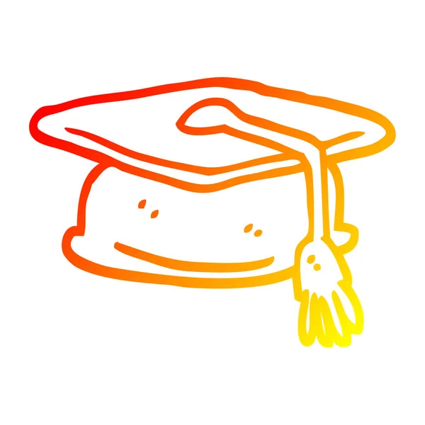 Warm gradient line drawing cartoon graduation hat — Stock Vector