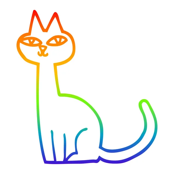 Szivárvány gradiens vonal rajz rajzfilm macska — Stock Vector