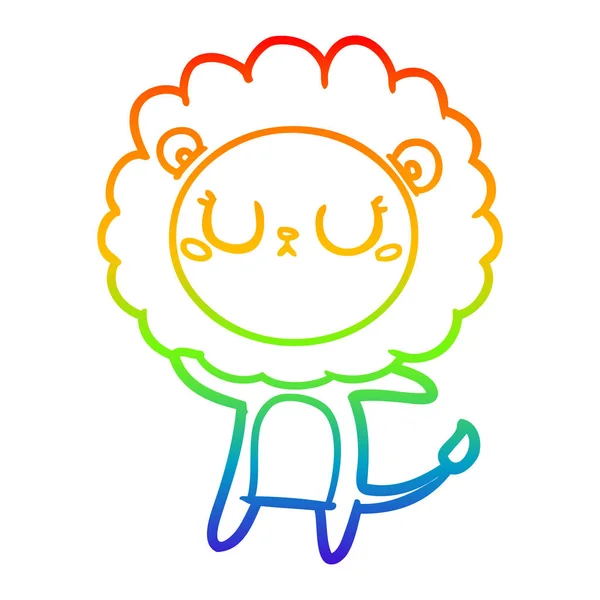 Regenbogen-Gradienten-Linie Zeichnung Cartoon Löwe — Stockvektor