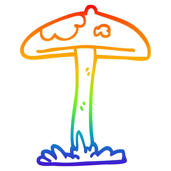 Rainbow gradient ligne dessin dessin dessin animé champignon — Image vectorielle