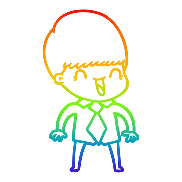 彩虹渐变线绘制快乐卡通男孩 — 图库矢量图片