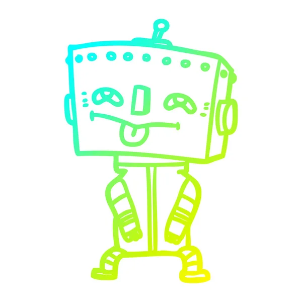 Koude gradiënt lijntekening cartoon robot — Stockvector