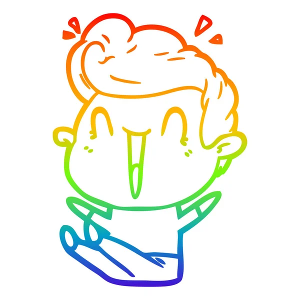 Arco iris gradiente línea dibujo dibujos animados emocionado hombre — Archivo Imágenes Vectoriales