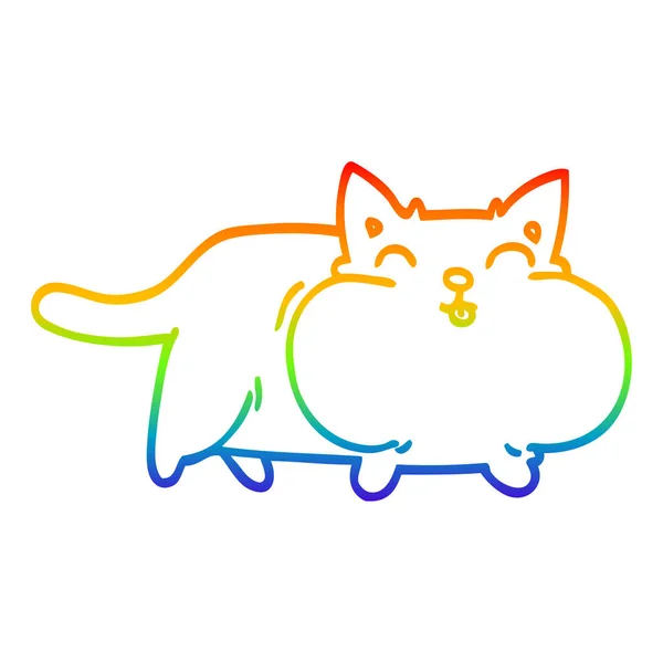 Regenboog gradiënt lijntekening cartoon Fat Cat — Stockvector