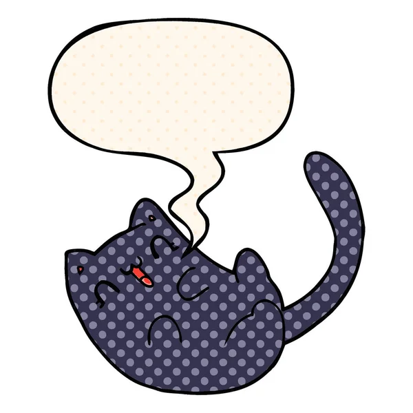 Gato de dibujos animados y burbuja del habla en estilo de cómic — Vector de stock