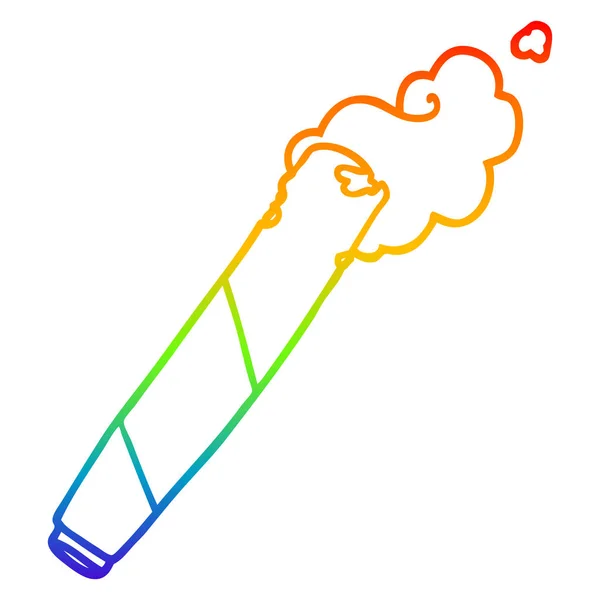 Rainbow Gradient Line Zeichnung Cartoon gedrehte Zigarette — Stockvektor