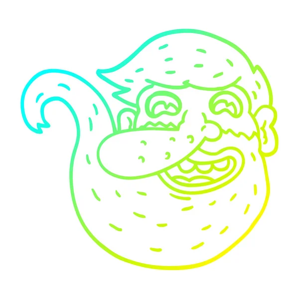 Linha gradiente frio desenho cartoon homem com barba de gengibre — Vetor de Stock