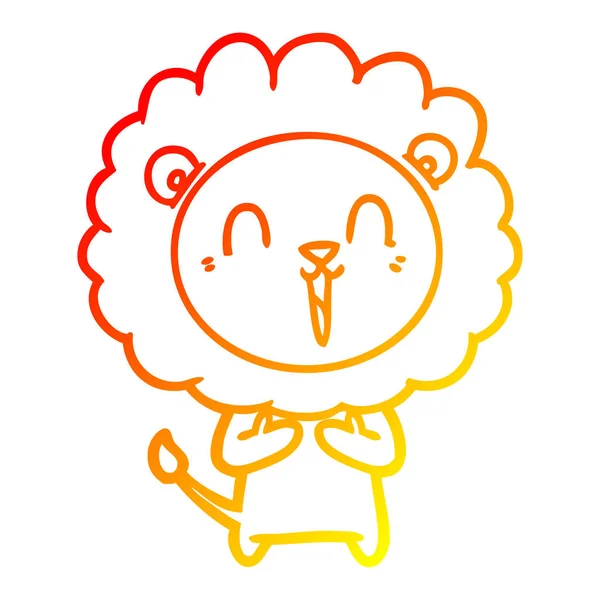 Meleg színátmenet vonal rajz nevetés oroszlán rajzfilm — Stock Vector