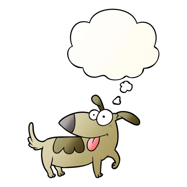 Cartoon glücklicher Hund und Gedankenblase im sanften Gradienten-Stil — Stockvektor