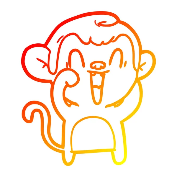Sıcak degrade çizgi çizim karikatür gülme maymun — Stok Vektör