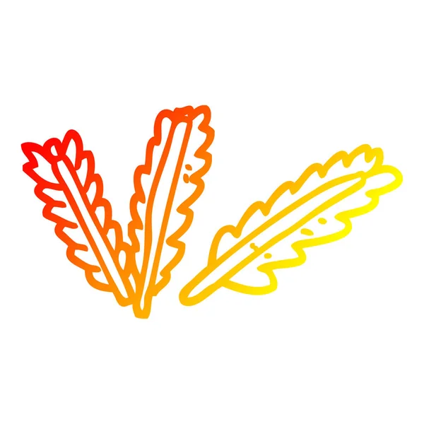 Chaud gradient ligne dessin dessin animé feuilles dispersées — Image vectorielle