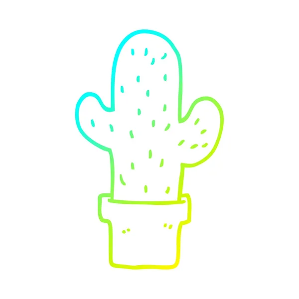 Gradient froid ligne dessin dessin dessin animé cactus — Image vectorielle