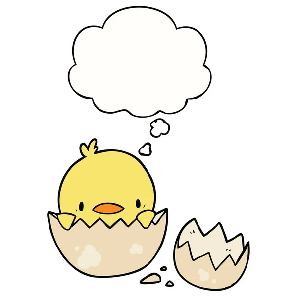 Cartoon Chick en dacht Bubble — Stockvector