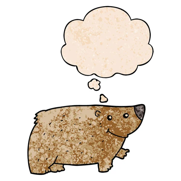Καρτούν αρκούδα και φούσκα σκέψης σε στυλ γκραντζ υφή μοτίβο — Διανυσματικό Αρχείο