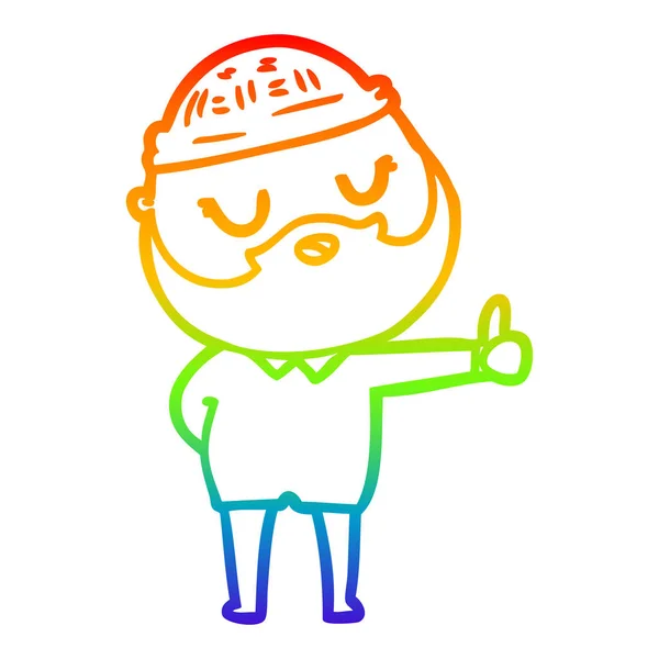 Arco iris gradiente línea dibujo dibujos animados hombre con barba — Archivo Imágenes Vectoriales