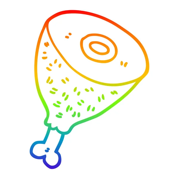 Arco iris gradiente línea dibujo dibujos animados carne cocida — Vector de stock
