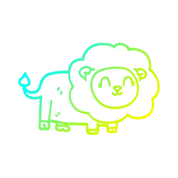 Koude gradiënt lijntekening cartoon Happy Lion — Stockvector