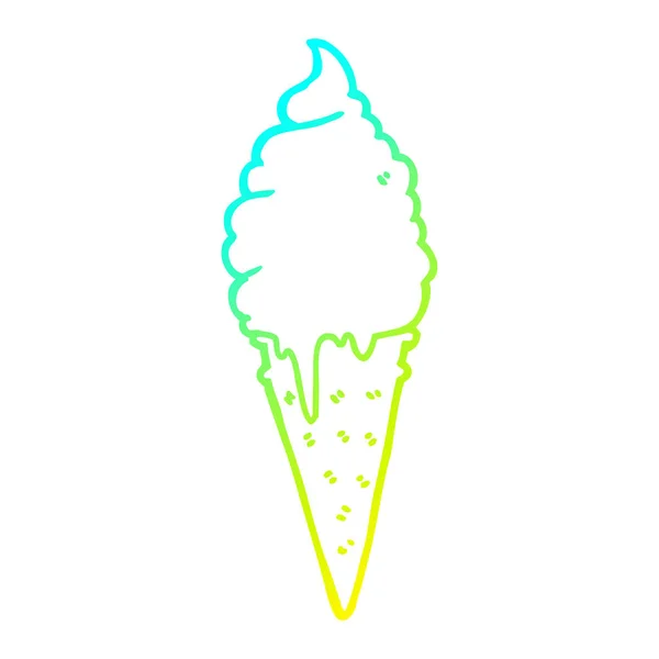 Línea de gradiente frío dibujo de dibujos animados helado — Vector de stock