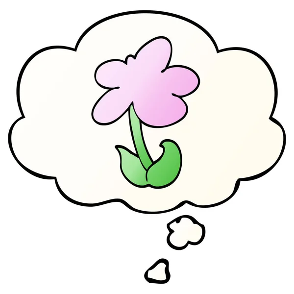 Cute cartoon flower and thought bubble in smooth gradient style — Stock Vector