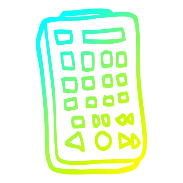 Cold gradient line drawing cartoon remote control — стоковый вектор