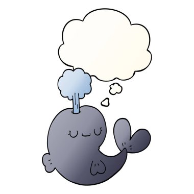 sevimli karikatür balina ve pürüzsüz degrade tarzında kabarcık düşünce