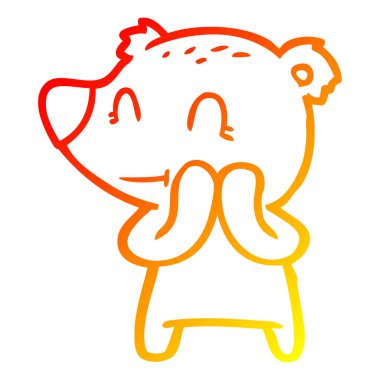 sıcak degrade çizgi çizim gülümseyen ayı karikatür