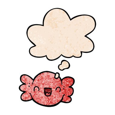 karikatür sarılmış şeker ve grunge doku patte düşünce balonu