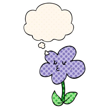 çizgi film çiçek ve çizgi roman tarzında düşünce balonu