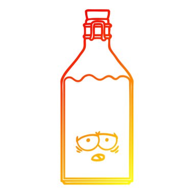 sıcak degrade çizgi çizim karikatür eski süt şişesi