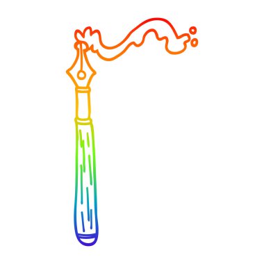 gökkuşağı gradyan çizgi çizim karikatür dolma kalem