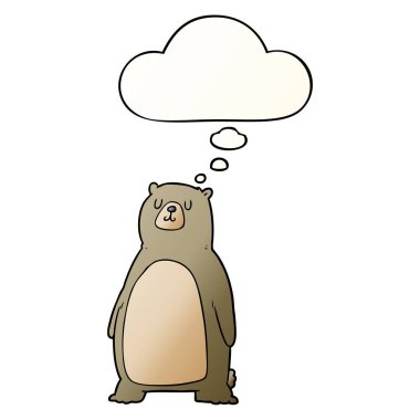 çizgi film ayısı ve pürüzsüz degrade tarzında düşünce balonu