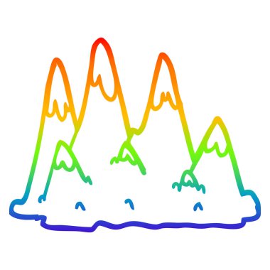 gökkuşağı degrade çizgi çizim karikatür dağlar