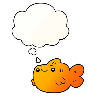 çizgi film balık ve pürüzsüz degrade tarzında düşünce balonu