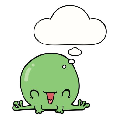 karikatür kurbağa ve düşünce balonu