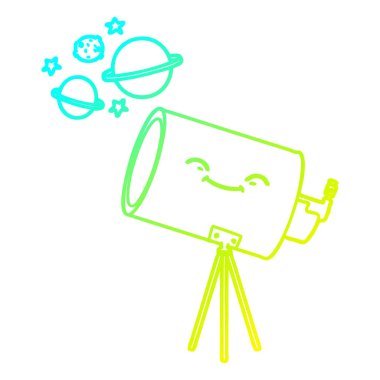 yüzü ile soğuk degrade çizgi çizim karikatür teleskop