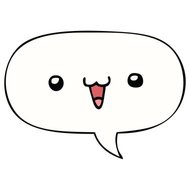 sevimli mutlu yüz karikatür ve konuşma balonu