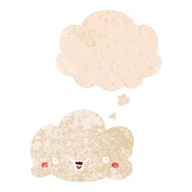 retro dokulu tarzda karikatür bulut ve düşünce balonu