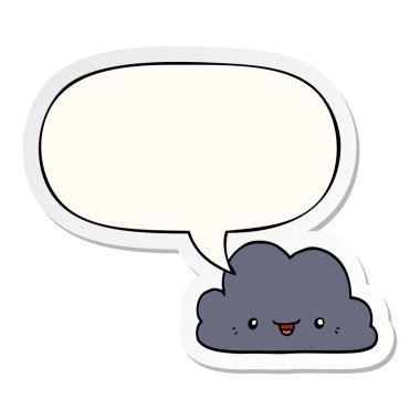 sevimli karikatür bulut ve konuşma balonu etiket