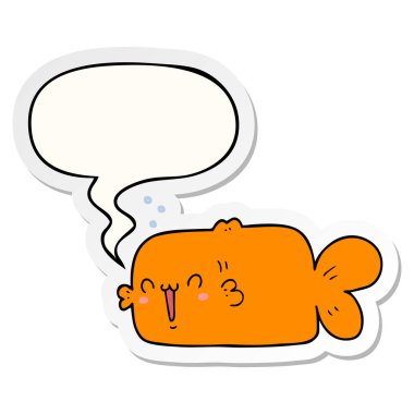 karikatür balık ve konuşma kabarcık etiket