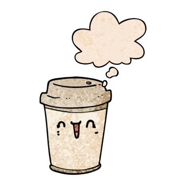 karikatür kahve ve grunge doku pat düşünce kabarcık çıkarmak