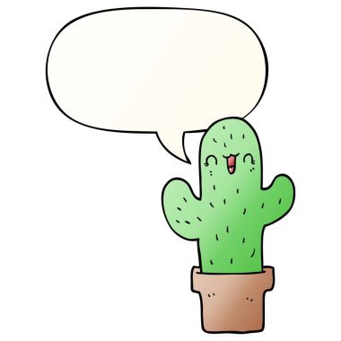 düzgün degrade tarzında karikatür kaktüs ve konuşma balonu