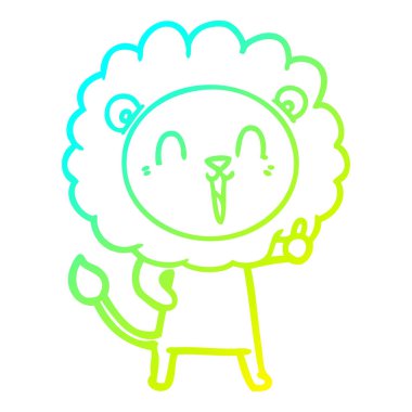 soğuk degrade çizgi çizim gülen aslan karikatür