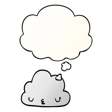 sevimli karikatür bulut ve pürüzsüz degrade tarzında düşünce balonu