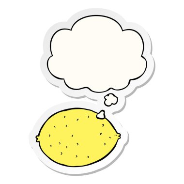 karikatür limon ve baskılı bir etiket olarak kabarcık düşünce