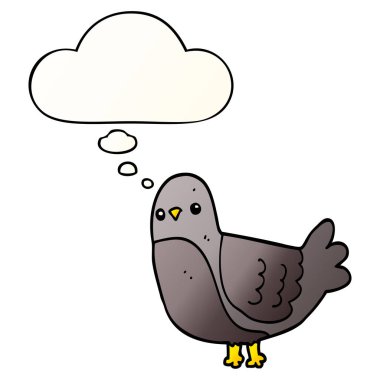 çizgi film kuş ve pürüzsüz degrade tarzında düşünce balonu