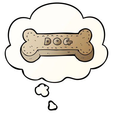 cartoon dog biscuit and thought bubble in smooth gradient style clipart